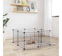 Cage à animaux Prissent 8 panneaux avec porte noire, 35 x 35 cm, clôture pour lapins, chats et chiens, cage spacieuse pour intérieur et extérieur