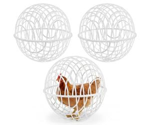 Cage à Boules de Poulet, Paquet de 3 Cages à Boules Poulet, balles Portables avec Maille ventilée, Filet en Plastique Blanc 20 cm/7, 9 Pouces pour Petits Animaux
