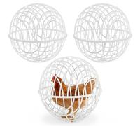 Cage à boulettes de Poulet Portable avec Maille ventilée, Filet en Plastique Blanc de 20cm/7.9 Pouces pour Petits Animaux à l'extérieur, Paquet 3