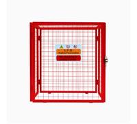 Cage À Bouteilles De Gaz 90 x 80 x 43 cm Rouge Pliable Maille Verrouillable Rangement 2 x 19 kg Cylindres Acier Revêtu En Poudre Épaisseur Fil 3mm Panneau d’Avertissement Cadenas & 4 Clés INCLUS
