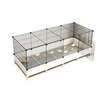 Cage À Cailles avec Bac Coulissant Enclos en Métal Espacement des Fils De 1,4 Cm Panneau De Protection Surélevé De 17cm Poulailler pour Petits Animaux Facile À Nettoyer(White,140x45x58cm)