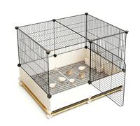 Cage À Cailles avec Bac Coulissant Enclos en Métal Espacement des Fils De 1,4 Cm Panneau De Protection Surélevé De 17cm Poulailler pour Petits Animaux Facile À Nettoyer(White,70x45x58cm)