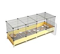 Cage À Cailles avec Bac Coulissant Enclos en Métal Espacement des Fils De 1,4 Cm Panneau De Protection Surélevé De 17cm Poulailler pour Petits Animaux Facile À Nettoyer(Yellow,140x45x58cm)