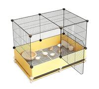 Cage À Cailles avec Bac Coulissant Enclos en Métal Espacement des Fils De 1,4 Cm Panneau De Protection Surélevé De 17cm Poulailler pour Petits Animaux Facile À Nettoyer(Yellow,70x45x58cm)