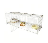 Cage à Chat à 2 Ou 3 Niveaux pour Grand Chats,D'intérieur avec Litière, Enclos avec Hamac, Gamelle Et Cage en Fil De Fer Détachable pour Petits Animaux (J-140x35x35cm)