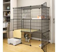 Cage à chat à trois niveaux - Enclos d'intérieur portable pour petits animaux, clôture en fil de fer barbelé avec tiroir à litière (taille : 111 x 49 x 109 cm) - Idéal pour les chats et les petits