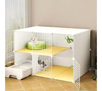 Cage à chat DIY avec bac à litière, panneau transparent, parc avec échelle, fil métallique amovible pour petits animaux et chatons