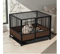 Cage à Chats avec Roulettes - BingoPaw - Cage Chat Intérieur Empilable pour Chatterie - Fond à Grille avec Bac 83x65.5x65cm