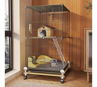 Cage à chinchilla en métal d'intérieur, amovible, multicouche, grand espace, maille en fer cryptée, adaptée aux petits animaux de compagnie (47 x 37 x 82 cm)