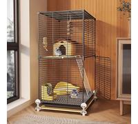 Cage à chinchilla en métal d'intérieur DIY, amovible, grand espace multicouche, maille de fer cryptée, convient aux petits animaux (37 x 37 x 78 cm)