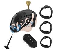 Cage à choc électrique télécommandée Cage de chasteté masculine Ceinture de chasteté SM Ensemble avec 3 anneaux Fétiche Bondage BDSM Sextoy