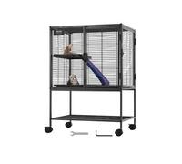 VEVOR Cage à furet 2 niveaux 61x44x86,5 cm métal roulante avec rampe et plateau Noir