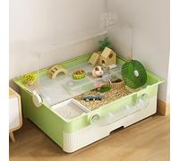 Cage à hamster à monter soi-même, type tiroir, tunnel dôme, boîte d'élevage, design double couche, grand toit ouvrant entièrement ouvert (vert)