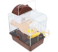 Cage à Hamster Double Couche Portable Glissière, Maison | PP et Fil de Fer, Roue Incluse et Biberon Anti-fuite, pour Chinchilla et Petits Animaux