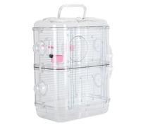 Cage à Hamster Double Couche Portable, Grand Enclos pour Petits Animaux à 3 étages avec Conception Tunnel, Porte D'entrée, Boucles de Verrouillage, Poignée Cachée pour Rongeurs,
