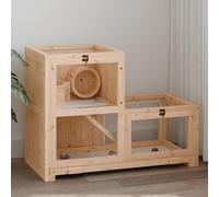 Cage à hamster en bois de sapin massif 81 x 40 x 60 cm - Enclos naturel et durable pour petits animaux, non traité et respirant - Solution d'habitat idéale pour hamsters et rongeurs
