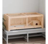 Cage à hamster en bois massif sapin (104 x 52 x 38 cm), habitat naturel et non traité, pour petits animaux, surface de coulement en PVC robuste et fond en contreplaqué, sûre et durable