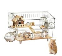 Cage à Hamster, Enclos Transparent à 2 Niveaux, Cage pour Hamster Nain, Pour Petit Animal, Habitat pour Cochon d'Inde, Observation, Intérieur et Extérieur