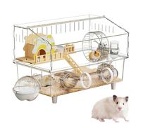 Cage à Hamster Nano | Habitat Transparent à 2 étages | Grande cage à Hamster | pour petits animaux domestiques, observation, intérieur extérieur voyage