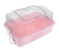 Cage à Hamster Style Valise Portable Transparente Rose | Vue Panoramique, Plastique Léger, Usage Maison et Voyage, Adaptée aux Petits Animaux et Gerbilles