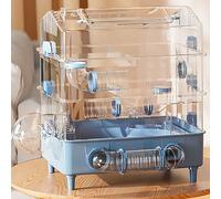 Cage À Hamster Transparente À 3 Couches, Villa Tunnel de Luxe pour Hamster DIY, Conception de Puits de Lumière À Clapet, Plusieurs Trous de Ventilation(Blue)