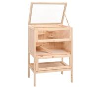 vidaXL Cage à hamster Bois de sapin massif 55×40×80 cm 2 niveaux Toit ouvrable