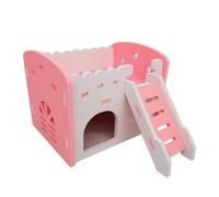 Cage à Hamsters Hamster Hideout House Double Couches Ventilé Conception Cage Accessoires Golden Bear Villa Balcon Pet Supplies(Pink)