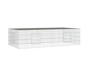 Cage à Lapin 2 Panneaux 220 x 110 x 55 cm Fer galvanisé Argent 02_0041686