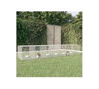 vidaXL Cage à lapin 6 panneaux 327x79x54 cm fer galvanisé Clapier Enclos 171572
