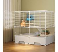 Cage à lapin à double couche cryptée - Clapier intérieur pour lapin - Cage à lapin anti-pulvérisation - Toilettes à tiroir (70 x 35 x 72 cm)