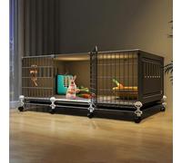 Cage à lapin avec roulettes, clapier d'intérieur en résine PP avec plateau, design ventilé, convient pour chatons et lapins, 111 x 47 x 47 cm