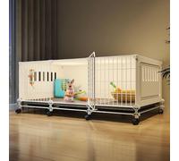 Cage à lapin avec roulettes, clapier d'intérieur en résine PP avec plateau, design ventilé, convient pour chatons et lapins, 111 x 47 x 47 cm