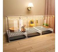 Cage à lapin - Cages pour lapins à l'intérieur, clapier pour petits animaux de compagnie avec porte, vue claire HD, panneau en acrylique transparent, parc de jeu portable en fil métallique