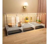 Cage à lapin - Clapier d'intérieur et parc à lapins, panneau acrylique transparent, clôture portable en fil métallique avec porte pour petits animaux