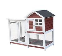 Cage à lapin, clapier en bois à deux étages pour petits animaux, niche résistante aux intempéries avec plateau supérieur et inférieur, idéal pour l'intérieur ou l'extérieur