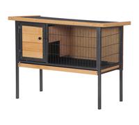 Cage À Lapin Clapier Sur Pied - Toit Ouvrable - Dim. 91,5l X 45l X 70h Cm - Métal Époxy Bois Pré-Huilé