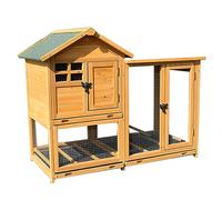 Cage à Lapin, clôture extérieure résistante aux intempéries pour Chien et Cochon d'Inde avec Plateau Amovible Anti-Fuite, Rampe, Maison pour Animaux de Compagnie en Plein (C1 120 * 63 * 95CM)