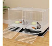 Cage à lapin cryptée anti-pulvérisation, clapier intérieur pour lapin, cage multi-compartiments, plateau de type tiroir, facile à nettoyer