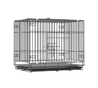 Cage à lapin d'intérieur à une couche de 61 cm avec plateau amovible - Cage portable pliable pour lapins, chats, chiens et furets