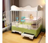 Cage à lapin d'intérieur avec design double couche, renfort de déflecteur et lucarne - Grande capacité pour un nettoyage et une installation faciles, espace de vie confortable pour animaux de