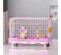 Cage à lapin d'intérieur avec roulettes et plateaux coulissants, clapier pour petits animaux, parc facile à nettoyer