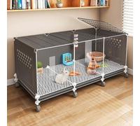 Cage à lapin d'intérieur avec roulettes, plateau facile à nettoyer, design modulaire, transparente et ventilée pour le confort de l'animal