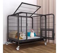 Cage À Lapin D'intérieur avec roulettes, pour Petits Animaux, Grillage Amovible, pour Lapins, Furets, Cochons d'Inde(Black,63 * 42 * 51cm/25 * 17 * 20in)