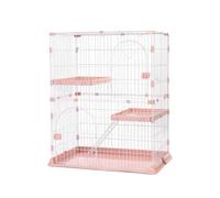 Cage à lapin d'intérieur en métal à 2 étages avec plateforme et rampe, design spacieux pour 2 lapins, facile à nettoyer et à monter