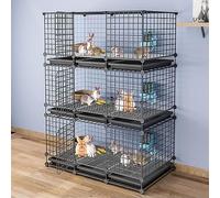 Cage à lapin d'intérieur - Parc en métal avec porte, enclos spacieux pour petits animaux de compagnie comme les lapins, hérissons et chats