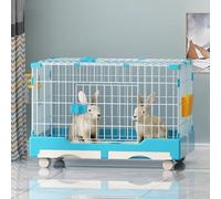 Cage à lapin d'intérieur sur roulettes avec tiroir inférieur pour un nettoyage facile, 2 portes, idéale pour furets et chinchillas, design robuste avec boucle renforcée