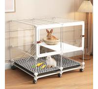 Cage à lapin d'intérieur sur roulettes, design transparent, avec plateau de nettoyage, cage pour petits lapins, facile à monter