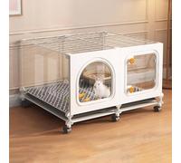 Cage à lapin d'intérieur sur roulettes, design transparent, avec plateau de nettoyage, cage pour petits lapins, facile à monter