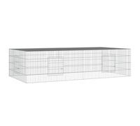 Cage à lapin, en fer galvanisé, pour petits animaux, 220 x 110 x 55 cm, avec 2 panneaux, robuste et durable, pour l'intérieur et l'extérieur, idéale pour lapins, cochons d'Inde et plus encore