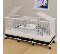 Cage à lapin en maille cryptée pour intérieur et extérieur, avec déflecteur anti-pipi, design double couche, avec roues